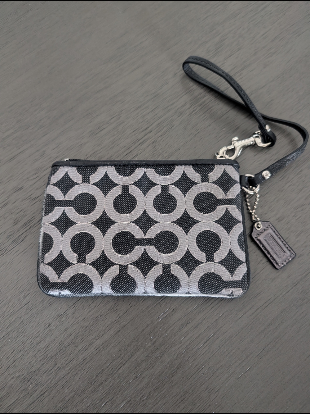 Coach Op Art Madison Signature Wristlet in Black and Gray - Picture 2 of 7